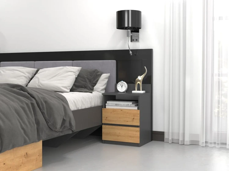 Stolik nocny VENTO 2S ANTRACYT/ARTISAN