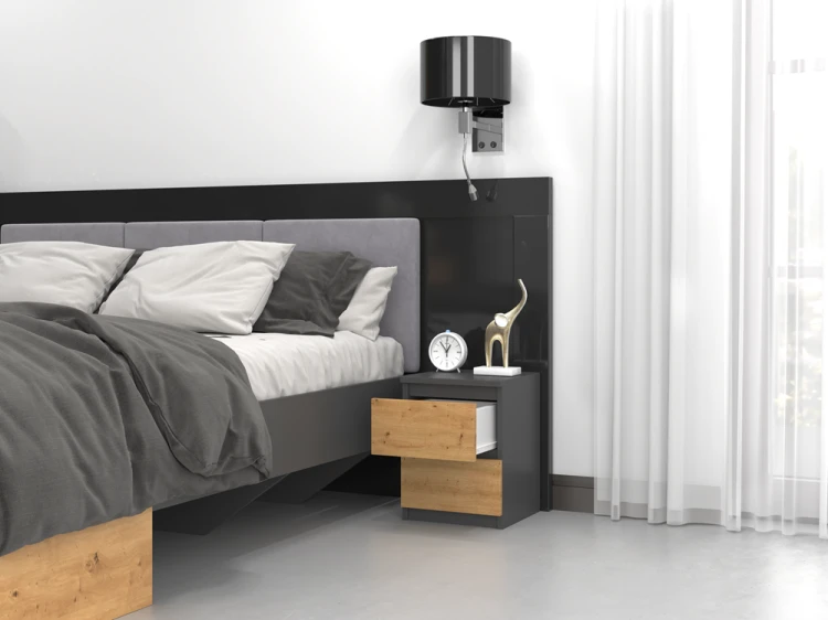 Stolik nocny NUVA 2S ANTRACYT/ARTISAN