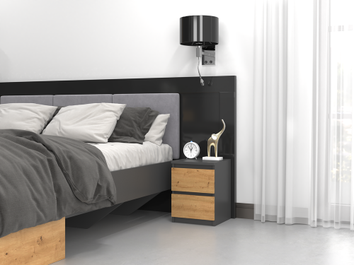 Stolik nocny NUVA 2S ANTRACYT/ARTISAN