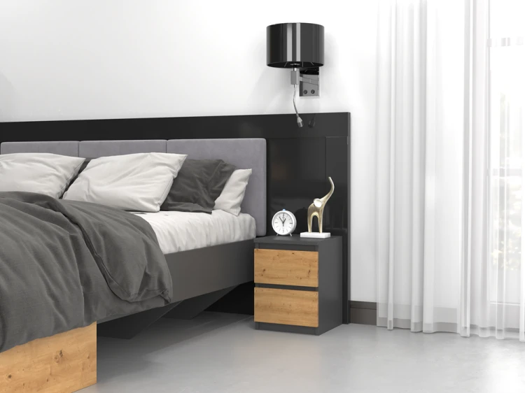 Stolik nocny NUVA 2S ANTRACYT/ARTISAN