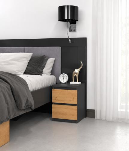 Stolik nocny NUVA 2S ANTRACYT/ARTISAN