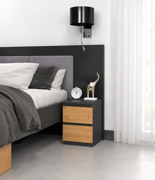Stolik nocny NUVA 2S ANTRACYT/ARTISAN