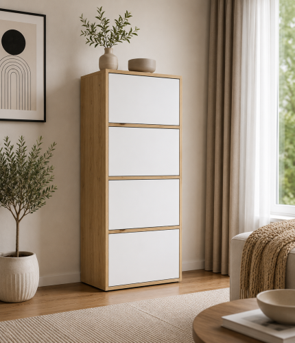 Komoda CALMO 4D DĄB ARTISAN / BIAŁY