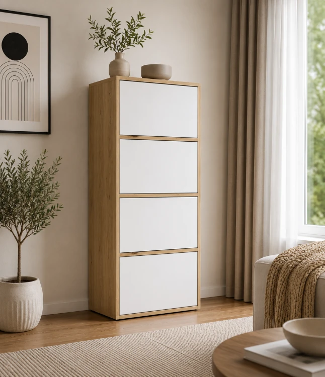 Komoda CALMO 4D DĄB ARTISAN / BIAŁY